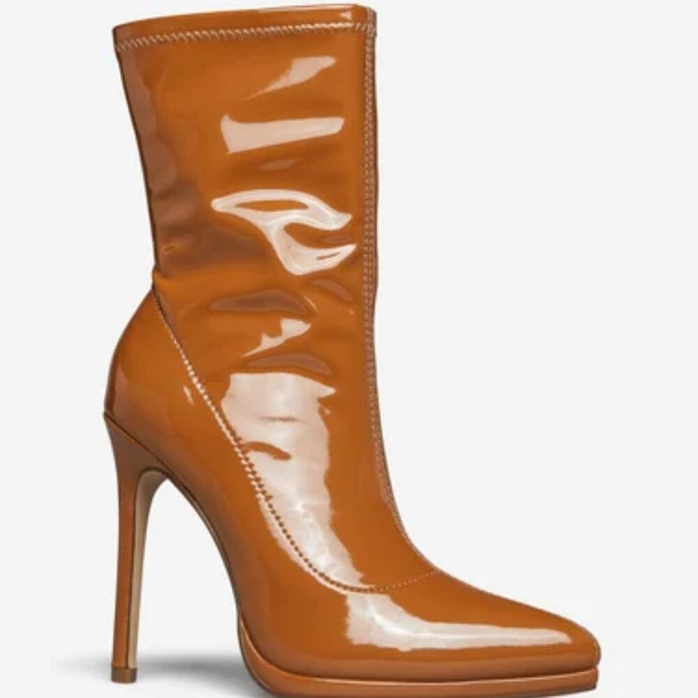 ShoeDazzle Size 9 Camel Faux Leather Stiletto Booties